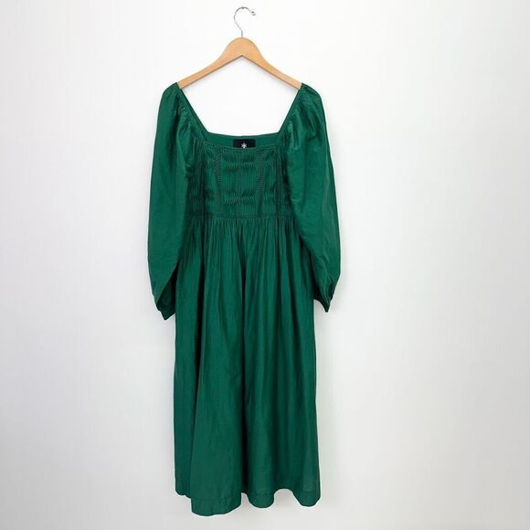 Tuckernuck Women’s Seema Kahai Green Embroidered Poplin Long Sleeve Maxi Dress - Picture 1 of 10